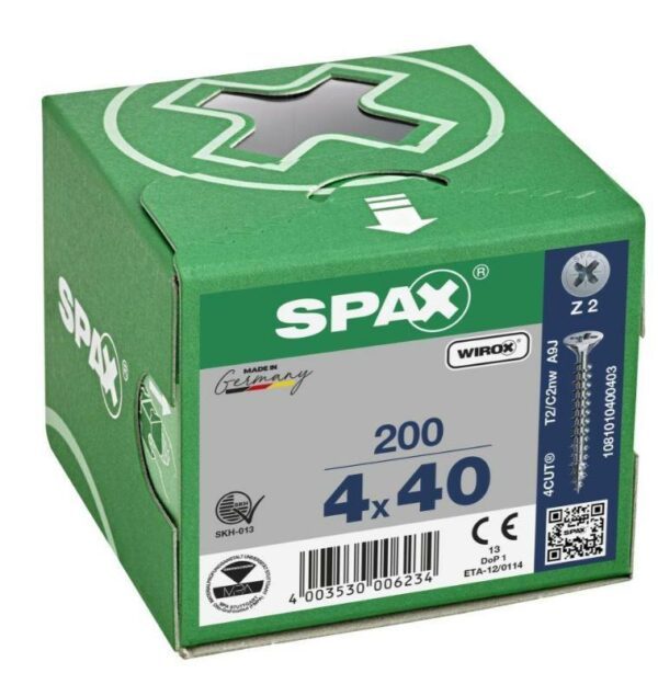 Senkkopf, Kreuzschlitz Z, Vollgewinde 4,0 x 40 mm, 200 Stück – Bild 7