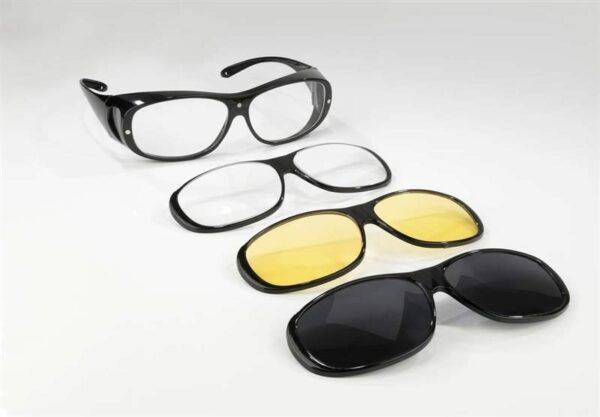 Schutzbrille mit drei Wechselrahmen