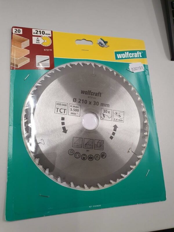 Wolfcraft Hartmetall Kreissägeblatt 210 x 30 mm - 30 Zähne