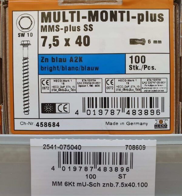 HECO MULTI-MONTI-plus SS 7,5 x 40 Sechskantschraube – Bild 4
