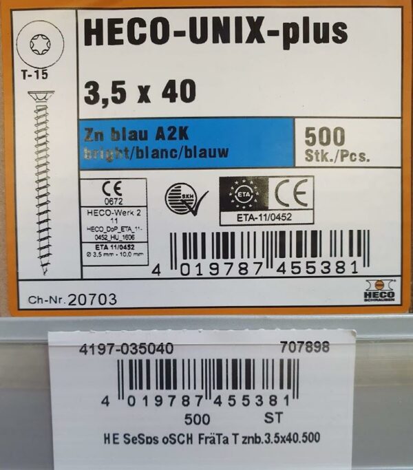 HECO-UNIX-plus Schrauben 3,5 x 40 500Stk. – Bild 3