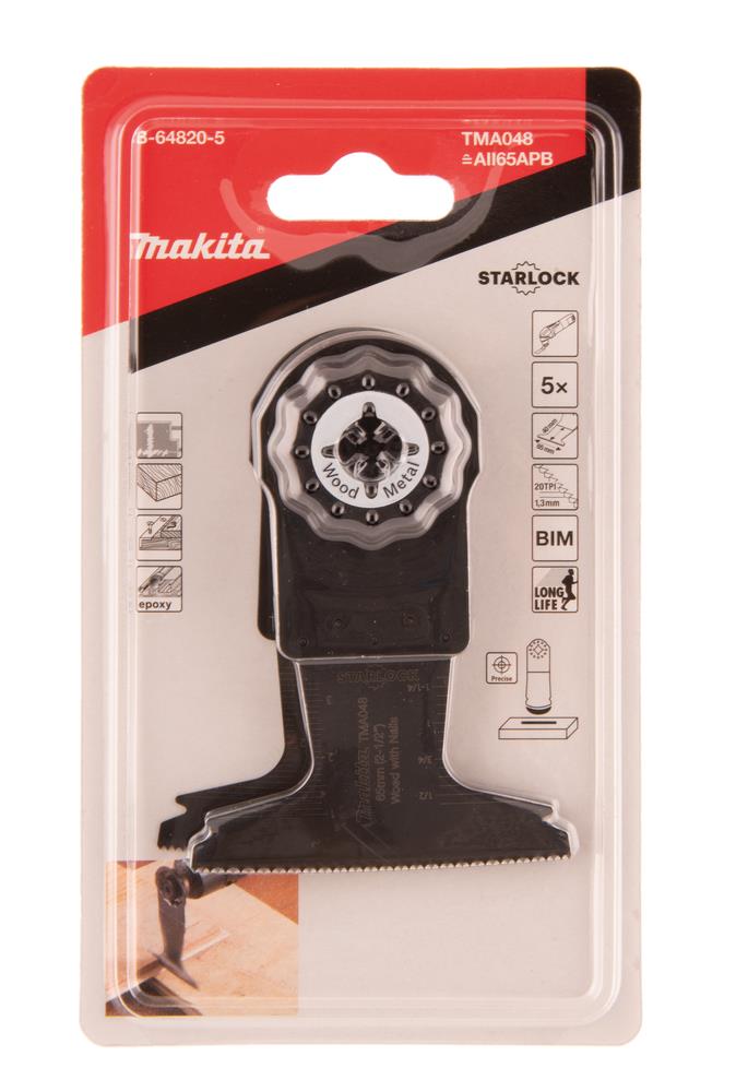 Makita Tauchsägeblatt 32mm TMA059 – 5 Stück, Für Metall & Holz, Starlock-System, 20 TPI