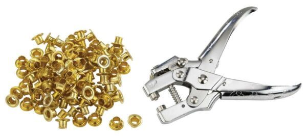 Westfalia Profi Ösenzange, mit 100 Ösen goldfarbig – Bild 2