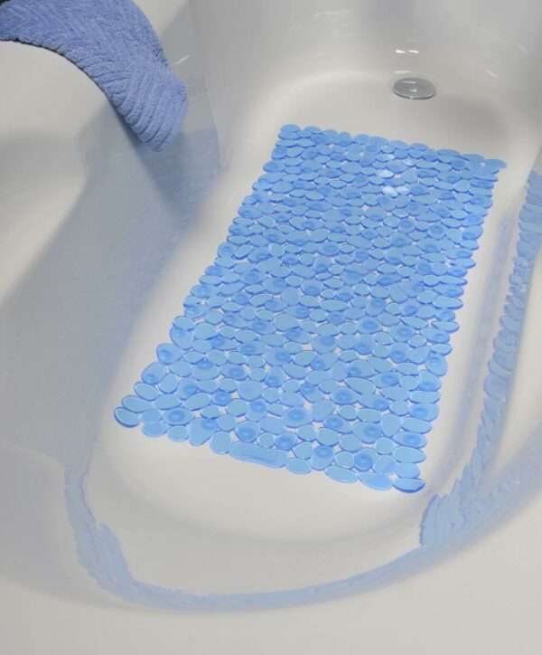 Westfalia Badewannen-Einlage, Anti-Rutsch-Matte, Stein-Optik, Blau/ Transparent