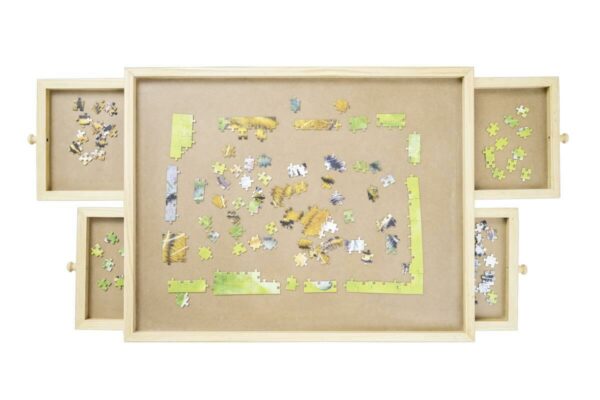 MediaShop Puzzle Tisch mit 4 Schubladengelb, aus Kunststoff