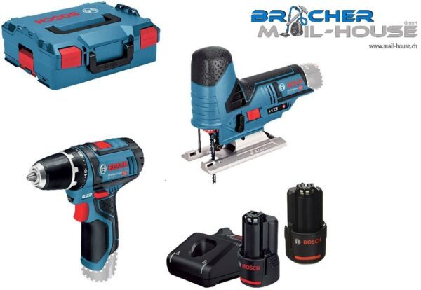 Bosch Professional GSR 12V-15 + Akku Stichsäge GST12V-70