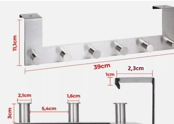 Hi Türgaderobenleiste - mit 6 Haken Edelstahl – Bild 2