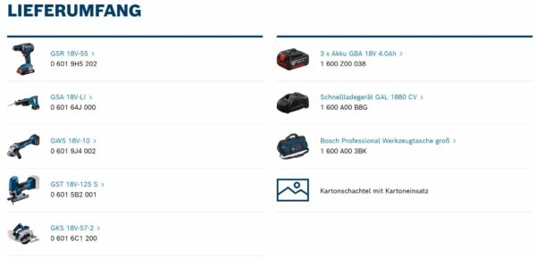 Bosch 18V Profi-Set (GSR;GWS;GKS;GSA;GST) – Bild 5