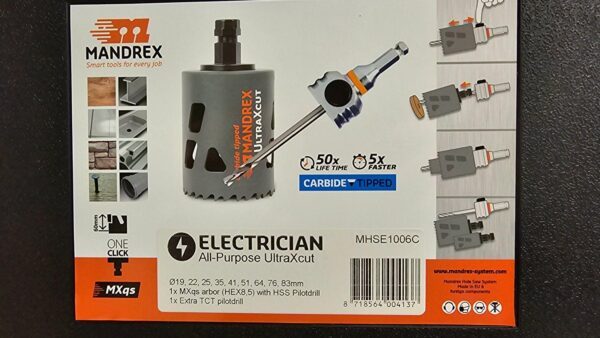 Lochsägen Satz MANDREX Elektriker-Kits Mehrzweck SuperXcut – Bild 2